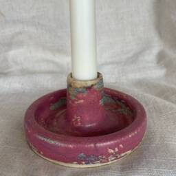 Dark Pink Candlestick Holder, Rose Candle Gift Homeware, Boho Home Decor, Bright Holder - thumbnail 2