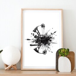 Archery Print Set - Of 3 Prints - Watercolour Painting Posters For Kids Archer Wall Art Gift Ideas Black Decor - thumbnail 2
