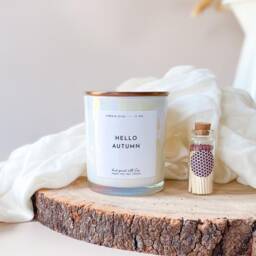 Hello Autumn Scented Candle With Mini Matches Jar Autumn Home Decor Cosy Decoration Birthday Gift Fall - thumbnail 1