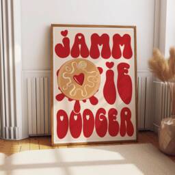 Jammie Dodger Biscuit Print Wall Art Print, Kitchen Poster, Cute Food For Kitchen, Retro British 2567 - thumbnail 1
