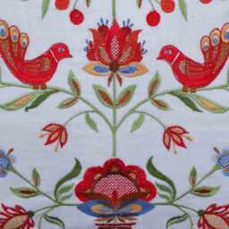 White Embroidered Linen Pillow Cover Floral Tree Of Life Design - 40x40 cm - thumbnail 4