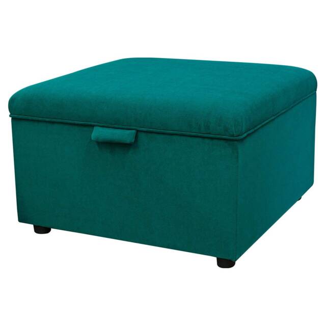 Handmade Teal Velvet Square Storage Ottoman - Upholstered Footstool British Custom Made - image 1