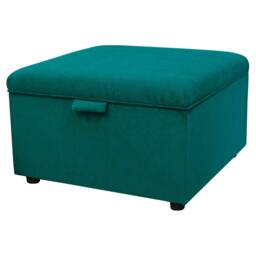 Handmade Teal Velvet Square Storage Ottoman - Upholstered Footstool British Custom Made