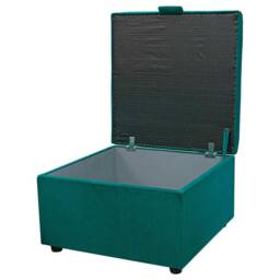 Handmade Teal Velvet Square Storage Ottoman - Upholstered Footstool British Custom Made - thumbnail 2