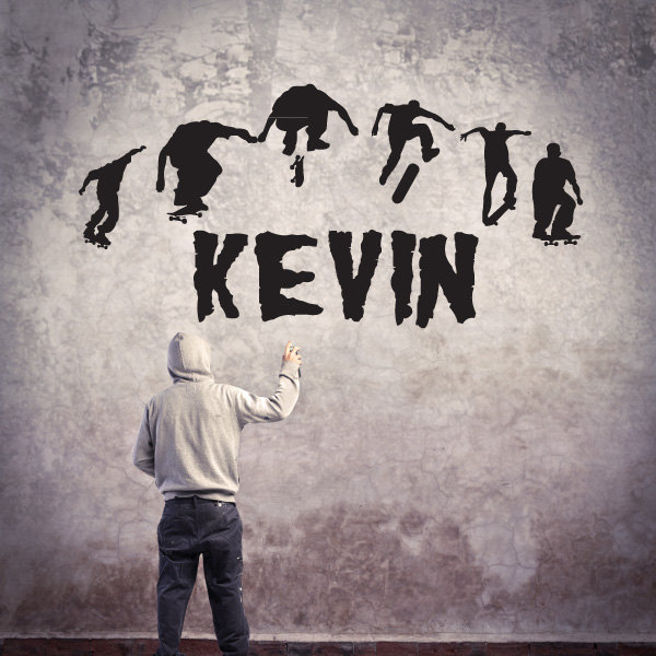 Custom Personalized Name & Skateboard Trick Sequence Wall Decal Sticker Decor 01 - image 1