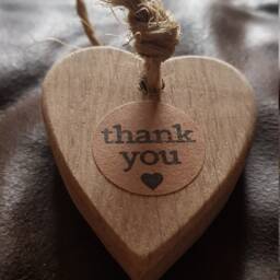 15 X Solid Oak Handmade Thank You Hearts Height 6 cm Width 5.5 - thumbnail 2