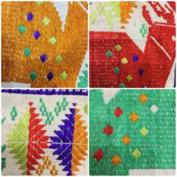 Vintage Handmade Tribal White Thai Textile Silk Cotton Pillow Cover in The Centre Of Vietnam - thumbnail 4