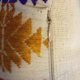 Vintage Handmade Tribal White Thai Textile Silk Cotton Pillow Cover in The Centre Of Vietnam - thumbnail 2