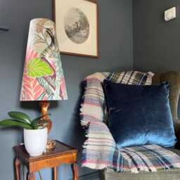 Floral Pastel Velvet Cone Lampshade, Extra Tall Lampshade Hidden Paradise - thumbnail 2