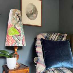 Floral Pastel Velvet Cone Lampshade, Extra Tall Lampshade Hidden Paradise - thumbnail 3