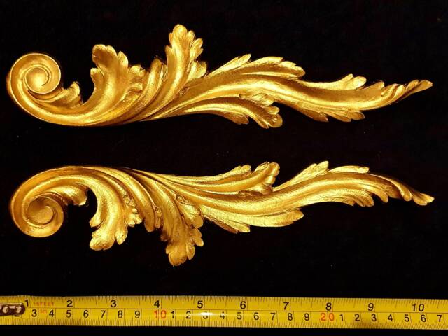 Pair Gilt Gold Or White French Style Decorative Wall Furniture Moulding Pediment Onlay Applique Plastic Decoration - image 1