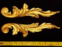Pair Gilt Gold Or White French Style Decorative Wall Furniture Moulding Pediment Onlay Applique Plastic Decoration - thumbnail 1