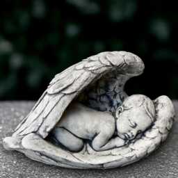 Sleeping Angel Sculpture Concrete Statue Outdoor Children Decoration Resting Cherub Ornament Memorial Figurine Lover Gift - thumbnail 2