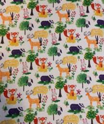Woodland Flannel Crib Sheet Set Rabbit, Fox, Deer, Badger