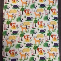 Woodland Flannel Crib Sheet Set Rabbit, Fox, Deer, Badger - thumbnail 3