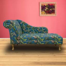 Teal Monkey Large Chaise Longue - Tropical Jungle Indoor Lounger Handmade in Britain - thumbnail 3