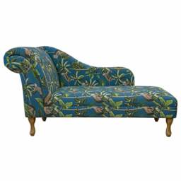 Teal Monkey Large Chaise Longue - Tropical Jungle Indoor Lounger Handmade in Britain - thumbnail 2