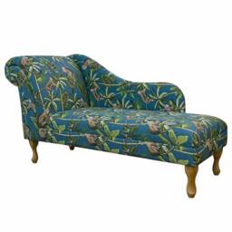 Teal Monkey Large Chaise Longue - Tropical Jungle Indoor Lounger Handmade in Britain