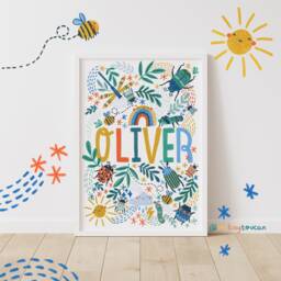 Beetle Name A4/A3 Print - Bug Name Art - Nursery Wall Cool Kids Bedroom Art - thumbnail 1