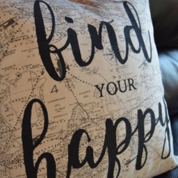 Find Your Happy Adventure Airplane Calligraphy Quote Pillow Decorative Throw - thumbnail 2