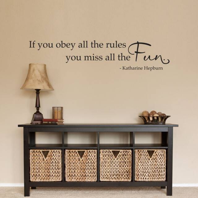 Katharine Hepburn Quote Wall Decal Obey Rules, Miss Fun - image 1