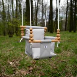 Baby Swing, Schaukel, Indoor Outdoor, Kinderschaukel, Balan??oire, Fabric High Back Babygift, Birthday Gift, Handmade Toy Light Grey - thumbnail 3