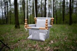 Baby Swing, Schaukel, Indoor Outdoor, Kinderschaukel, Balan??oire, Fabric High Back Babygift, Birthday Gift, Handmade Toy Light Grey - thumbnail 1