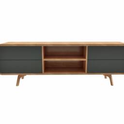 Wood Sideboard With 4 Push To Open Drawers in Black, Tv Unit, Entertainment Center, Stand Mid Century Storage Cabinet, Handmade Unit - thumbnail 3
