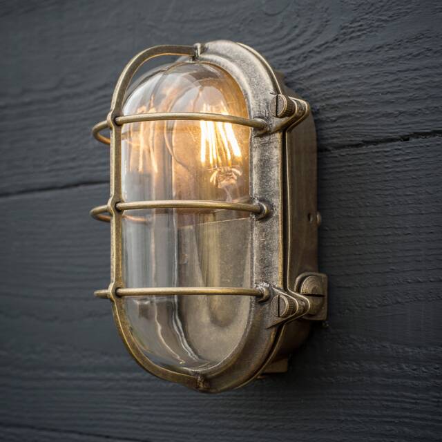 Jim Lawrence Ltd, Bulkhead Outdoor Wall Light, Antiqued Brass, Sconce, Vintage, Retro, Ip44 - image 1