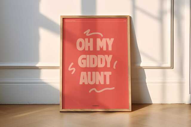 Oh My Giddy Aunt Proper British Print - Funny, Vibrant, Painted Wall Art - image 1