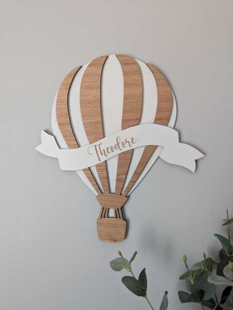 Personalised Hot Air Balloon Name Sign Wall Art - Nursery Decor - image 1