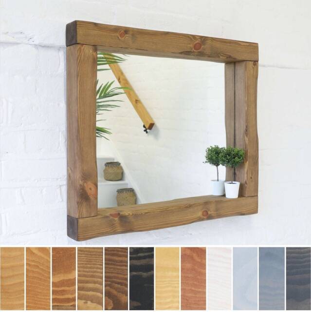 Wood Mirror - 7cm X Main Image Jacobean Irregular Design Chunky Driftwood Style Chic Dark - image 1