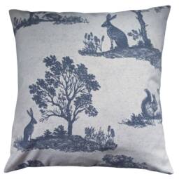 Cushion Cover in Blue Toile Hare Squirrel Woodland Creatures 16 - thumbnail 1