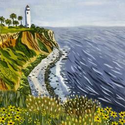 Point Vicente Wall Art, Art Print, Travel Illustration, Landscape Palos Verdes, California Coast - thumbnail 2