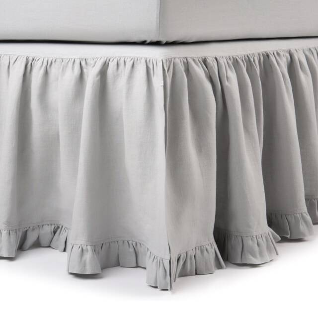 Linen Ruffle Bed Skirt, Gathered Bedskirt With Ruffles, Custom Split Corner Bedskirts Full, Queen, King, Twin - image 1