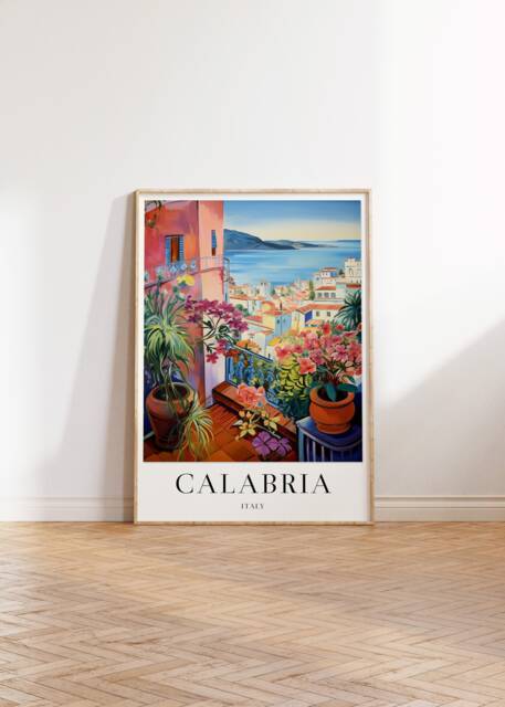 Calabria Travel Poster Colourful Italian Coastal Art Print - image 1