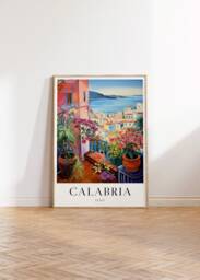 Calabria Travel Poster Colourful Italian Coastal Art Print - thumbnail 1