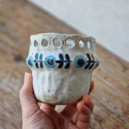 Floral Ceramic Bud Vase Handmade, Handbuilt Little For Wild Flowers, Rustic Organic Ceramics - thumbnail 3