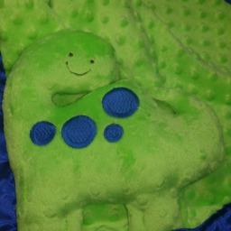 Minky Dinosaur Security Blanket Handmade Baby Lovey With Satin - thumbnail 4