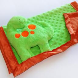 Minky Dinosaur Security Blanket Handmade Baby Lovey With Satin - thumbnail 3