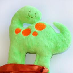 Minky Dinosaur Security Blanket Handmade Baby Lovey With Satin - thumbnail 2