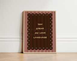 Speak My Love Language Print, Loving Hand Drawn Cosy Wall Art Whimsical Living Room Homely Unframed - thumbnail 1