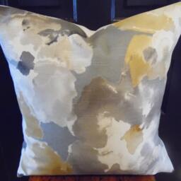 Floral Pillow Cover Robert Allen Cotton Slub, Indigo, Amber, Dew - thumbnail 2