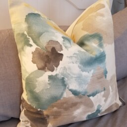 Floral Pillow Cover Robert Allen Cotton Slub, Indigo, Amber, Dew - thumbnail 3