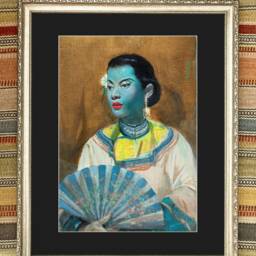Cecil Beall The Fan - Tretchikoff Era Large Framed Vintage Kitsch Art Prints - thumbnail 3