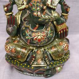 Jade Stone Ganesha, Gemstone Ganesh, Religious Statue, Home Decoratives Gem Figurine, Prayer Idols, Carved Artifacts, Gifting Ideas - thumbnail 3
