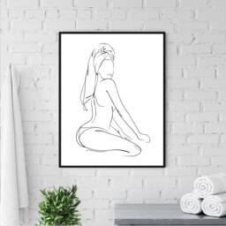 Bathroom Prints, Female Line Drawing, Decor, Art, Dressing Room Decor Bedroom Feminine Prints - thumbnail 1