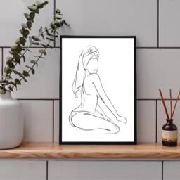 Bathroom Prints, Female Line Drawing, Decor, Art, Dressing Room Decor Bedroom Feminine Prints - thumbnail 2