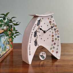 Hickory Dickory Dock Ceramic Mantel Clock Colourful Dots With Pendulum Mouse - thumbnail 2