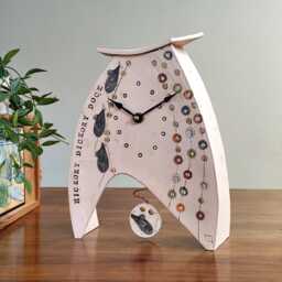 Hickory Dickory Dock Ceramic Mantel Clock Colourful Dots With Pendulum Mouse - thumbnail 3